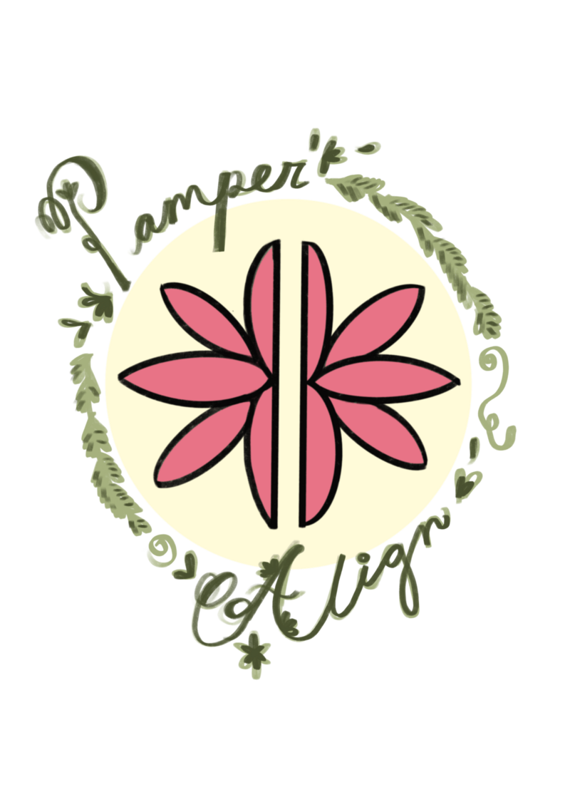 Pamper Align logo, a lotus flower encircled by hand-drawn leaves